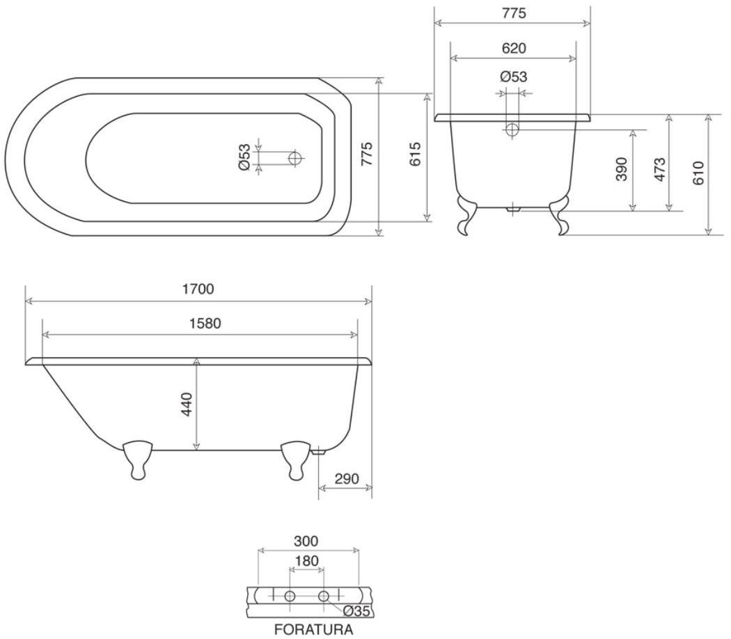 Gentry Home Чугунная ванна на ножках Vasche da bagno in ghisa sun-id-1498718 - Вид №5