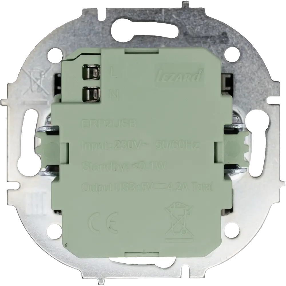 Розетка двойная USB встраиваемая Osen цвет серый 89424792 STLM-2137299 LEZARD - Вид №2