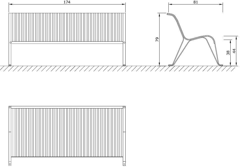 Euroform W Скамья металлическая с подлокотниками со спинкой Tulip 59m, 59m/10, 59m/20 - Вид №4