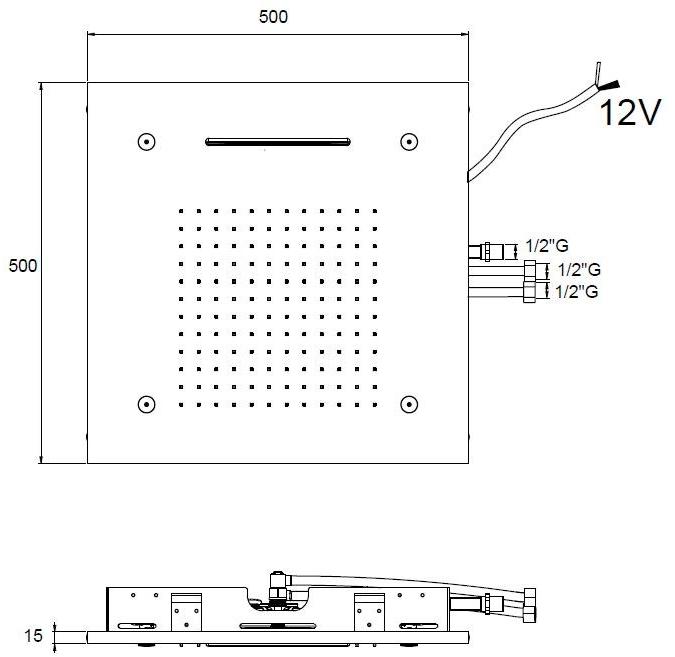 MINA Потолочный тропический душ из нержавеющей стали с 3 струями Vela sun-id-1349476 - Вид №1
