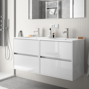 85089 SALGAR Мебель для умывальника NOJA 1200 WHITE GLOSS LACQUERED + Раковина Глянцевый белый
