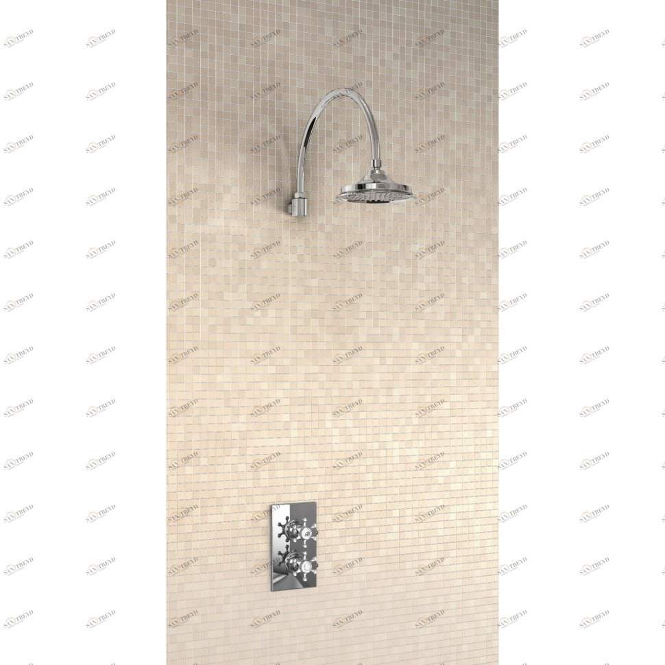 Душевая стойка с встроенным термостатом на 1 выпуск, верхняя лейка 6' [H30-BI] Birkenhead Burlington V3, V3, V16, V20, V34 