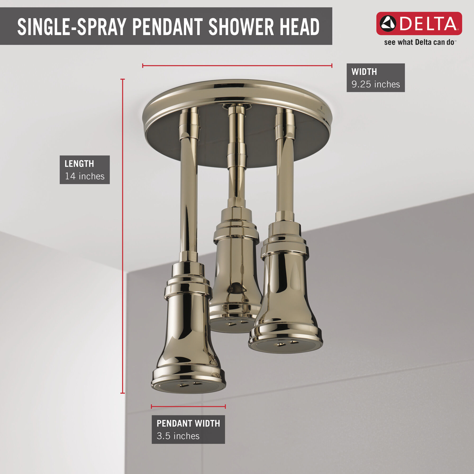 57190-PN25-L Подвесная душевая лейка Raincan со светодиодной подсветкой H2Okinetic® Delta Faucet Universal Showering Полированный никель  - Вид №4
