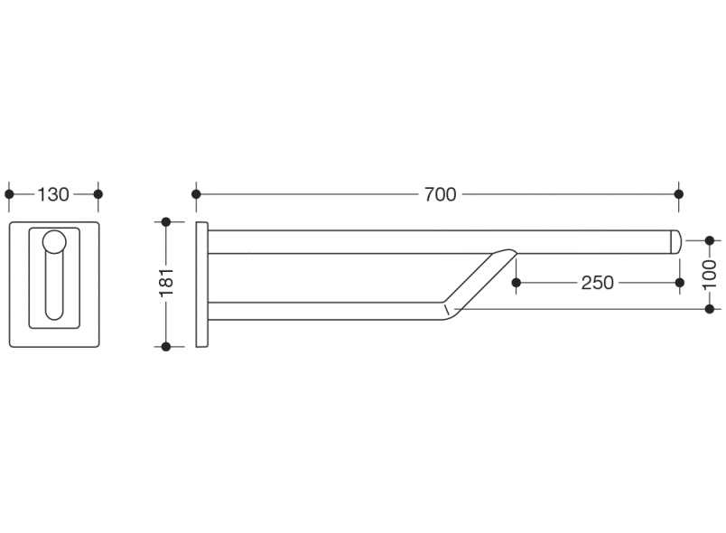 950.50.32099 Двойная ручка для крепления к стене HEWI Stützen  - Вид №2