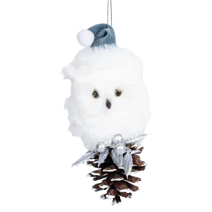 89368973 Украшение декоративное подвесное СОвушка 15x7.5 см белый STLM-1439813