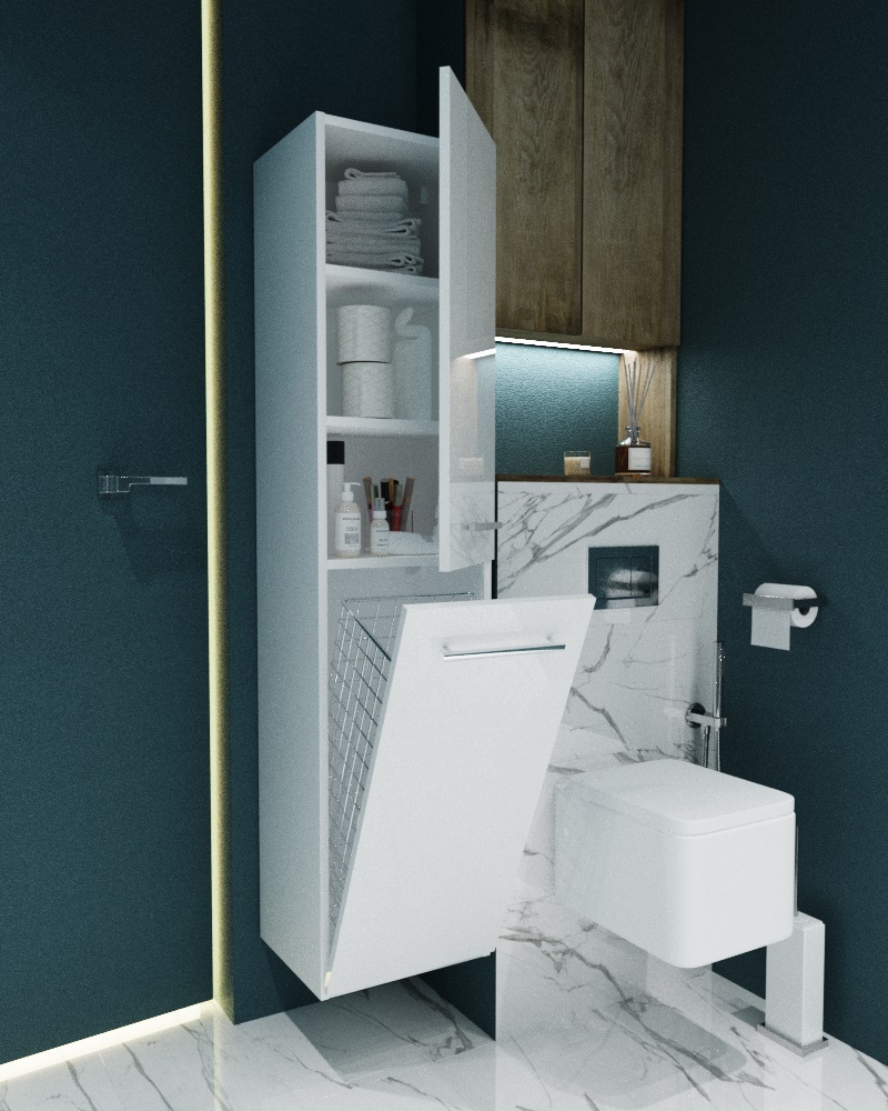 У23259 Шкаф - Пенал Соната 35Н, 2д, б/к Белый глянец 1 Marka Соната  - Вид №2