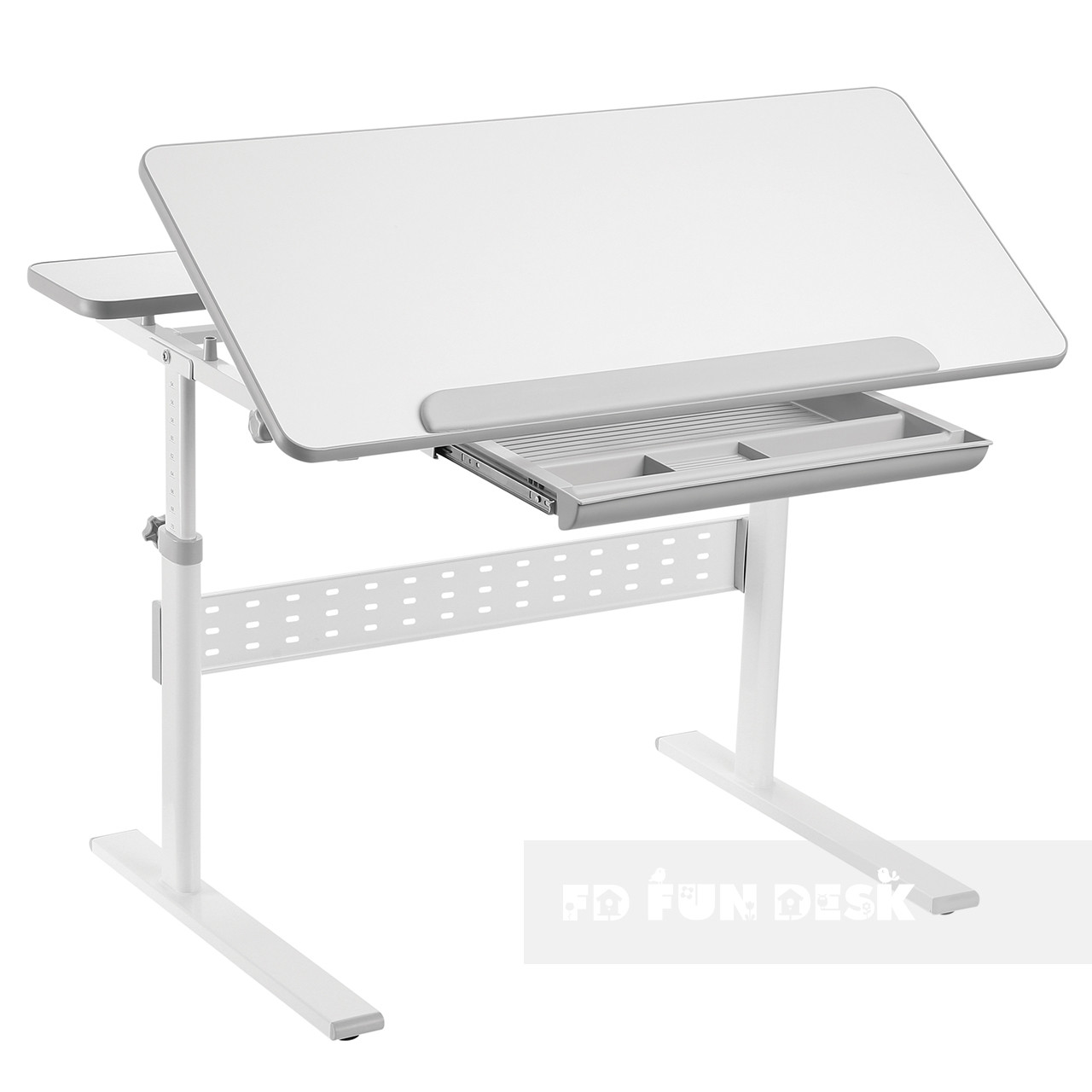 Парта детская с выдвижным отделением светло-серая Colore Grey FUNDESK  00-3948616 Белый;серый Santreyd  - Вид №1