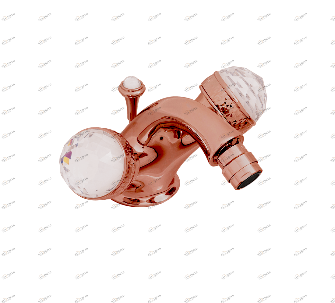 Gentry Home Смеситель для умывальника на три отверстия с выдвижным краном Crystal Медь GH102167