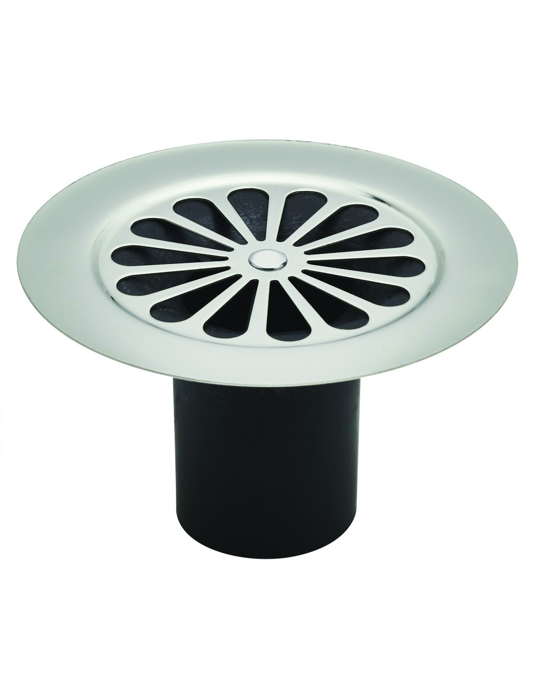 037000 000 00  Решетка для душевого желоба с горизонтальным или вертикальным выпуском, в комплекте трубка гидрозатвора, Д. 115 мм, нержавеющая сталь Valentin Сталь 