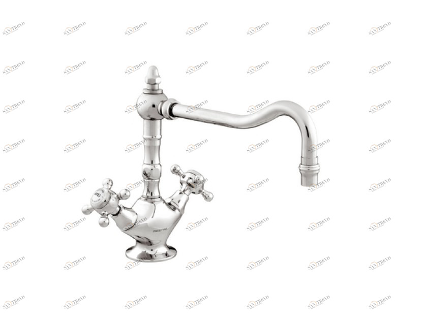 035030.000.30 Смеситель для мойки с фарфором на одно отверстие Античная латунь Mestre RETRO