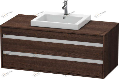 KT675605353 Тумбочка подвесная Ketho #KT6756 1200 x 550 мм Каштан темный, декор Duravit