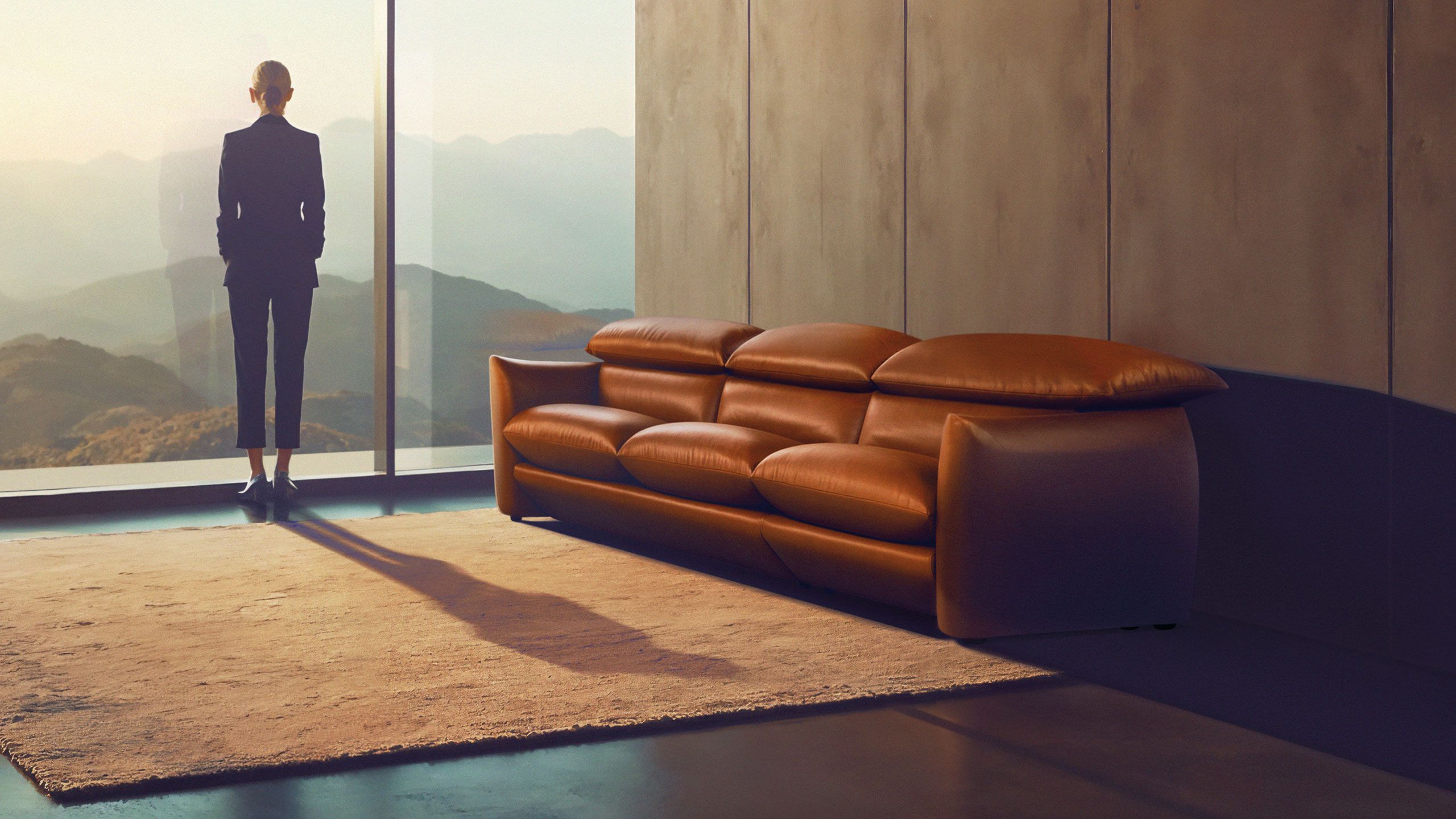 Кожаный диван с подголовником на 4 места Calia Italia Superior ARCH-00035225 - Вид №3