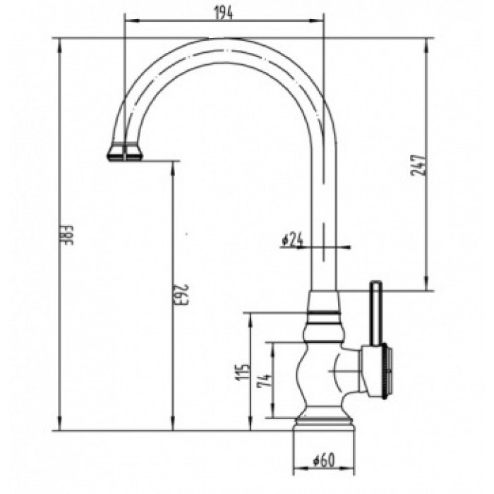 Zorg A 202K-BR Смеситель для кухни Zorg 380 х 194 мм  - Вид №2