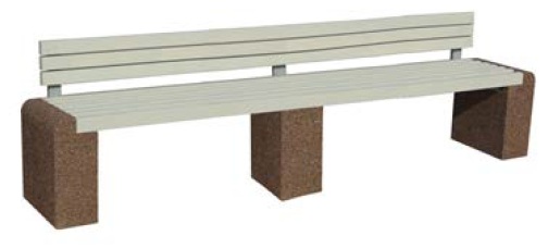 11537 ЕВРО 1 ЛАЙН со спинкой 220, скамья из бетона LAB.Space  - Вид №2