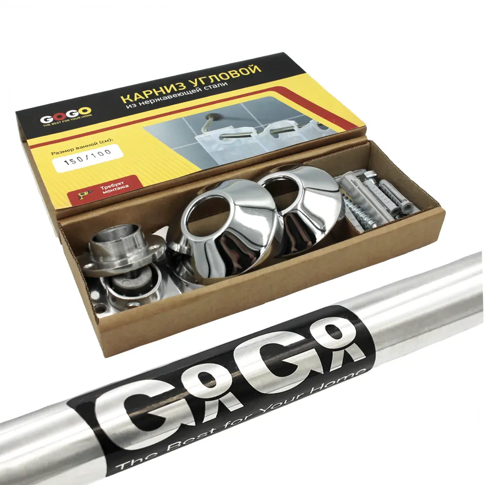 Карниз для ванной Go Go дугообразный 150x100 см нержавеющая сталь цвет хром STLM-2119353 - Вид №4