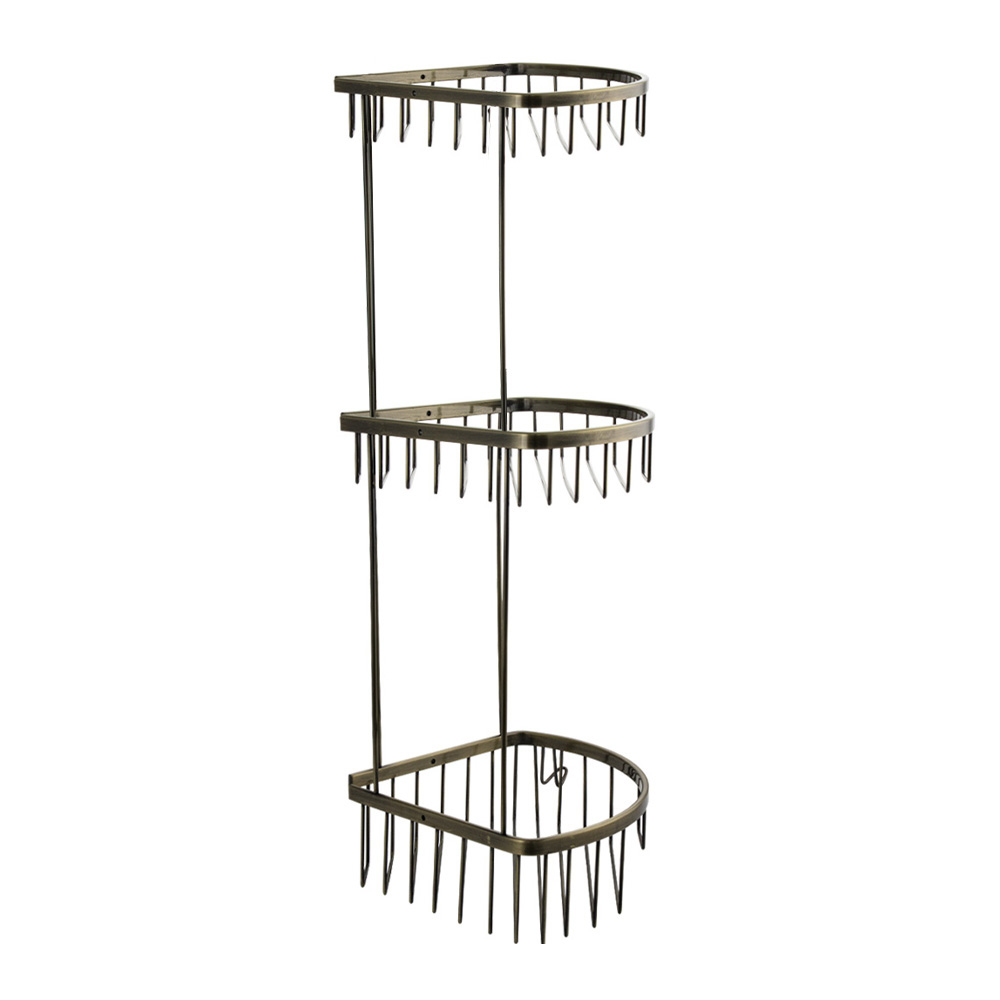 GFmark - Полочка угловая овальная тройная 22 см решетка - БРОНЗА, код: 77257  - Вид №4