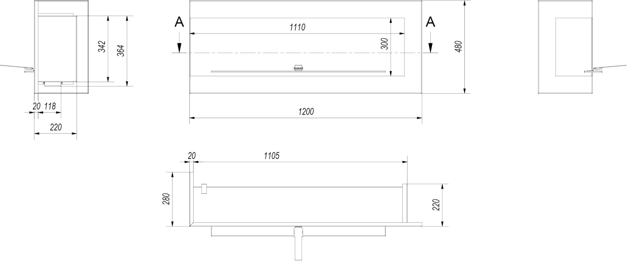 Kratki Настенный угловой камин из биоэтанольной стали sun-id-1468493 - Вид №12
