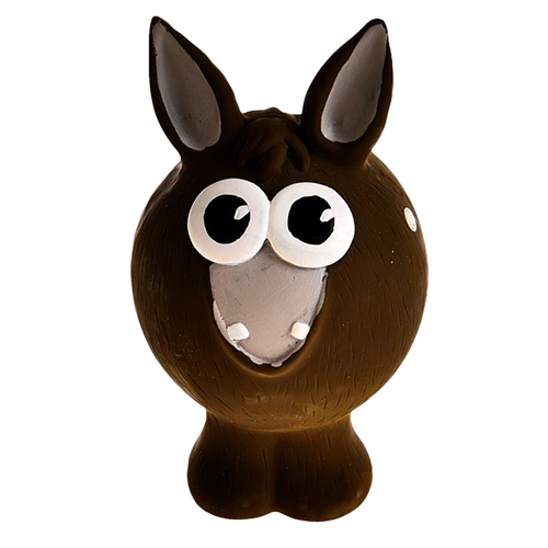 ПР0047757 Игрушка для собак Ослик с пищалкой 13х7,5х7,5см латекс коричневый Foxie 