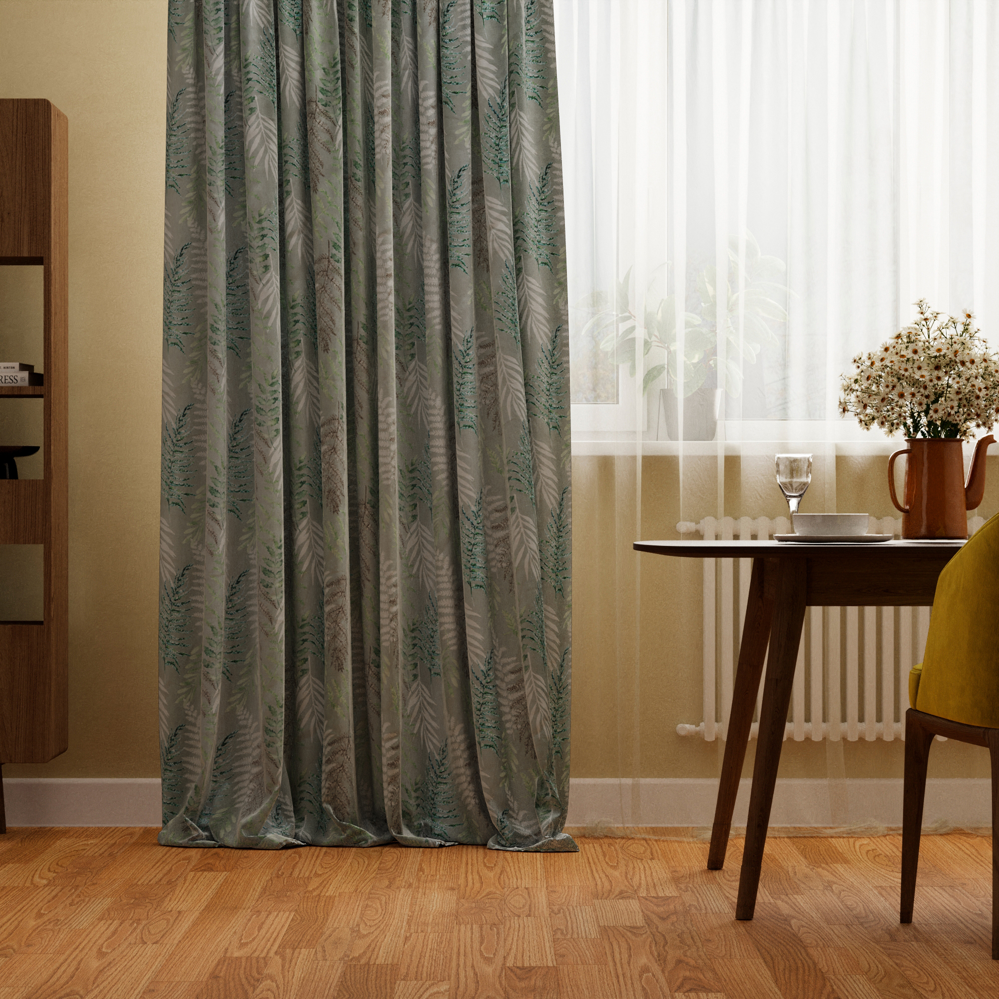 SEASONS Штора «Папоротник» серо-зелёная 200×270 см 82701266 STLM-0034415