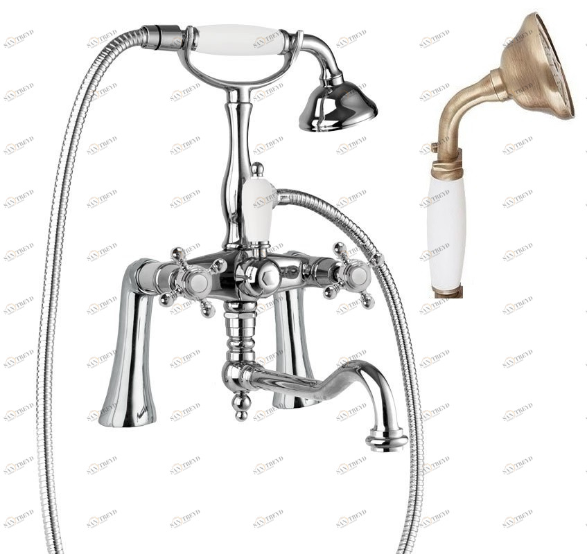 Смеситель на борт ванны с ручным душем, шлангом 150 см CEZARES GOLF-PBV2-02-Bi