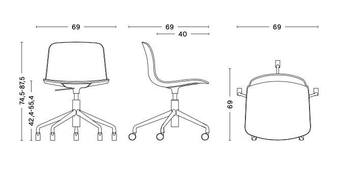 Стул с регулируемой высотой с колесами Hay About a Chair ARCH-00107000 - Вид №4