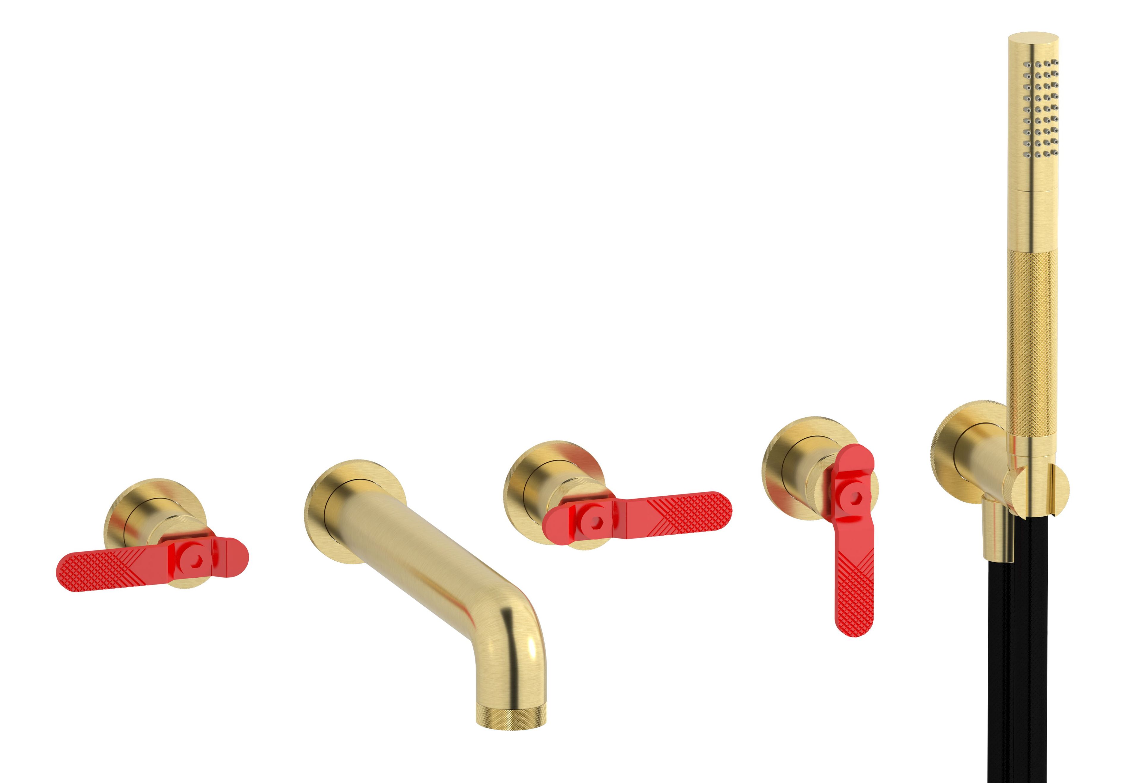 Настенный смеситель для ванны с 5 отверстиями и ручным душем IB Bold ARCH-00142517 - Вид №7