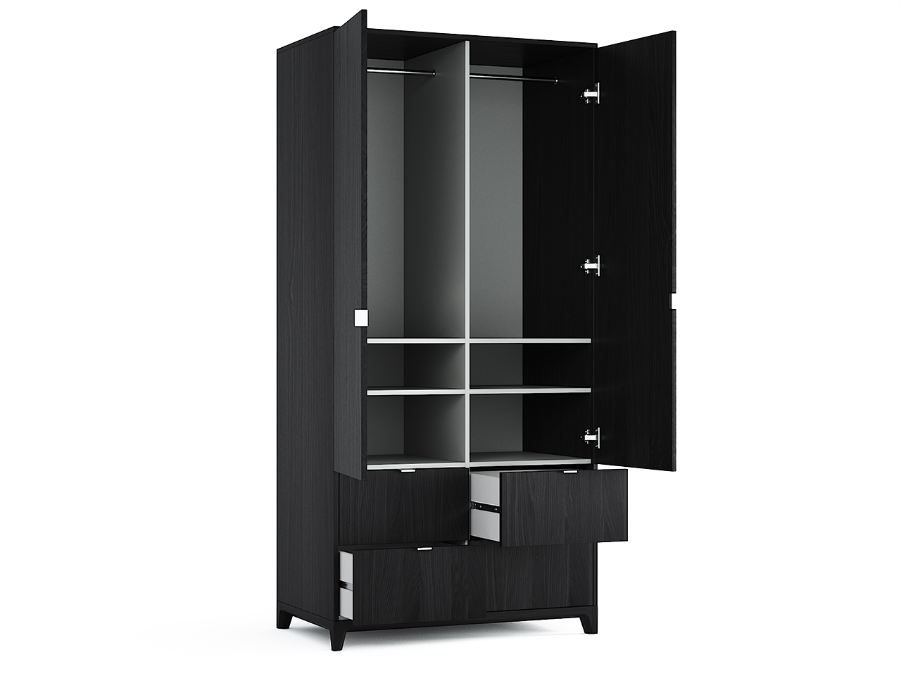 Шкаф двухдверный с ящиками черный Case №4 THE IDEA  210404 Черный  - Вид №2