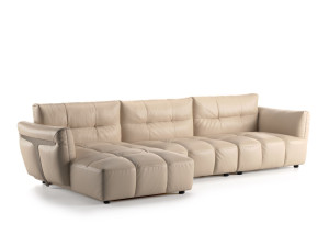 3-местный кожаный диван с полуостровом