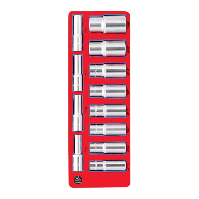 МАСТАК Набор глубоких головок 1/2, двенадцатигранные, ложемент, 12 предметов Верстакофф 5-014212