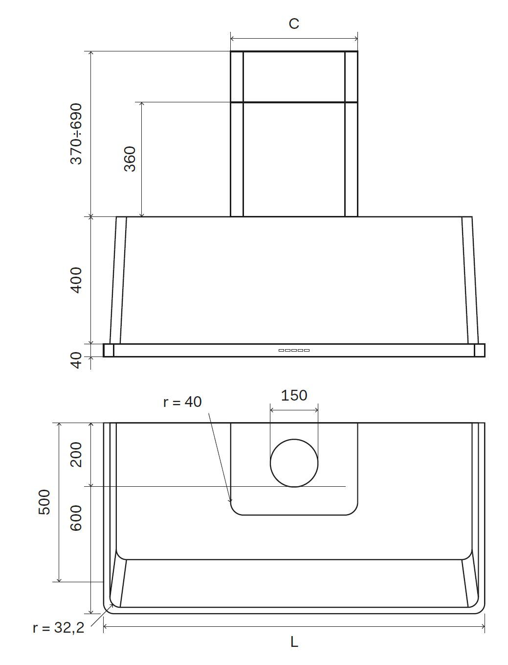 Настенный стальной вытяжной шкаф Ilve Majestic ARCH-00041935 - Вид №2