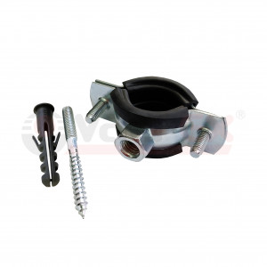 45WR-28 Valfex Хомут оцинкованный с резиновым уплотнением (в комплекте шпилька М8*80 и дюбель) Китай