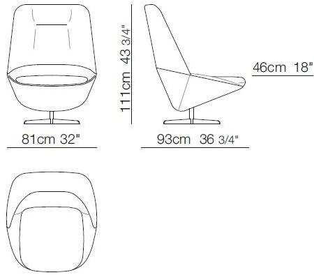 arflex Поворотное кресло, обитое тканью с 4 спицами Ladle sun-id-1481585 - Вид №6