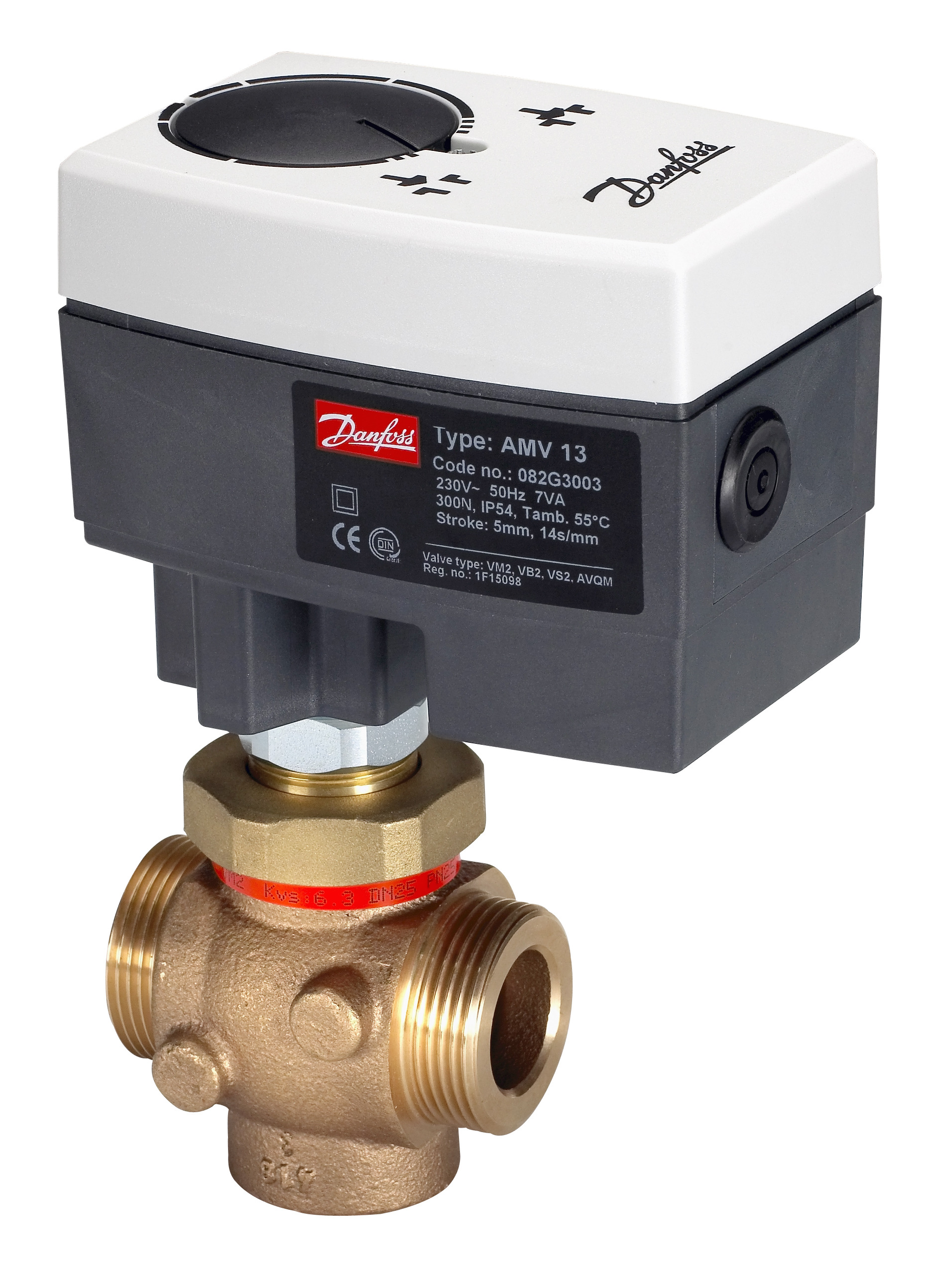 Danfoss Редукторные электроприводы с трехпозиционным управлением AMV 435 Эл.привод имп., 230В пер. тока 082H0163  - Вид №25