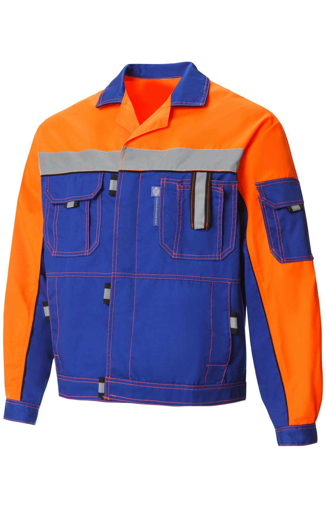 61857 Костюм "Профессионал-2" с СВП василек-оранжевый-черный  Летняя спецодежда  размер 56-58/170-176  - Вид №1