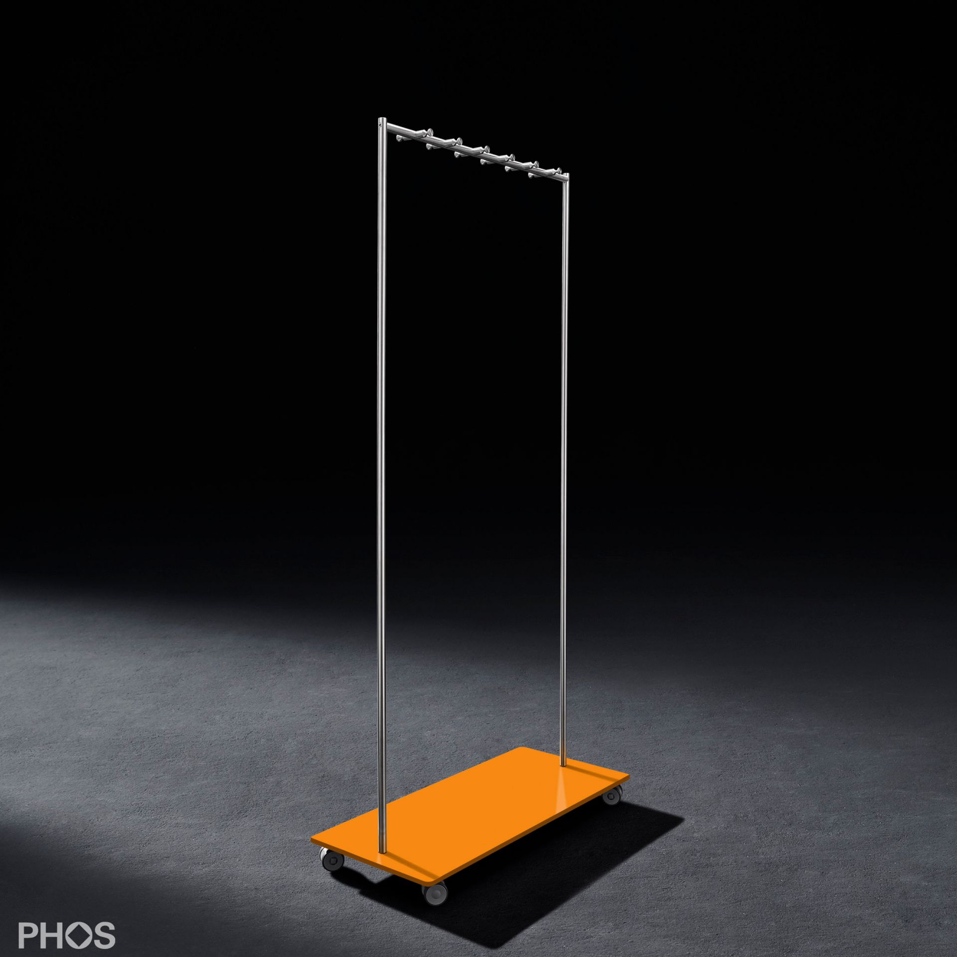 GW2-BPO Гардеробная тележка Twin Pur с 12 крючками для одежды, основание: оранжевое. PHOS  - Вид №1