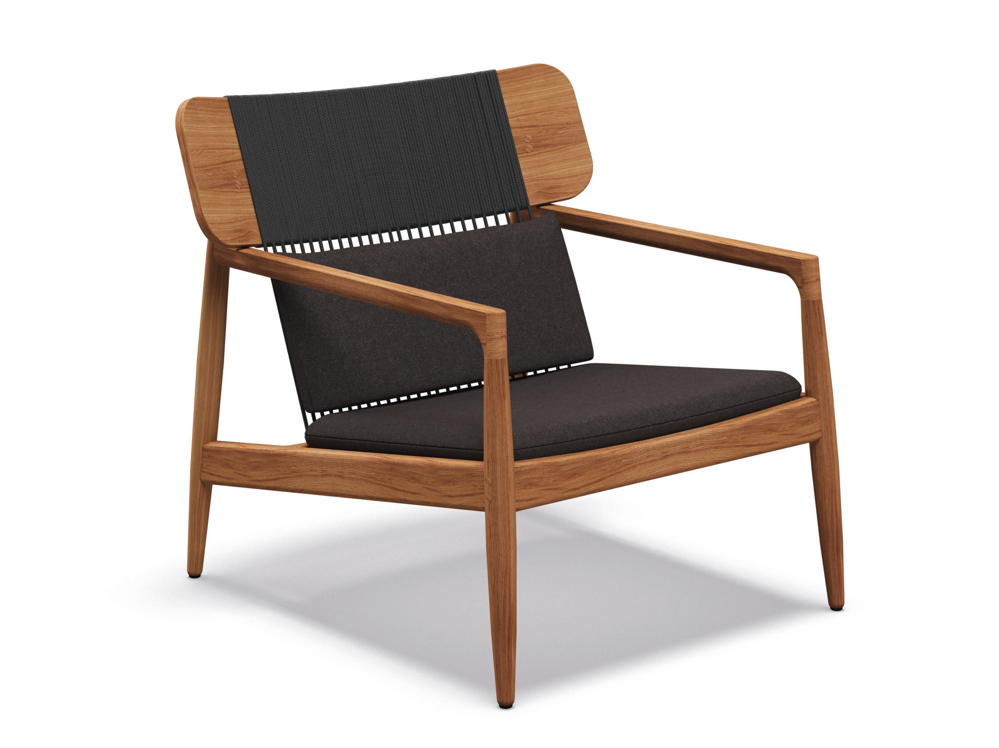 Садовое кресло из тикового дерева и ткани с подлокотниками Gloster арки ARCH-00004336