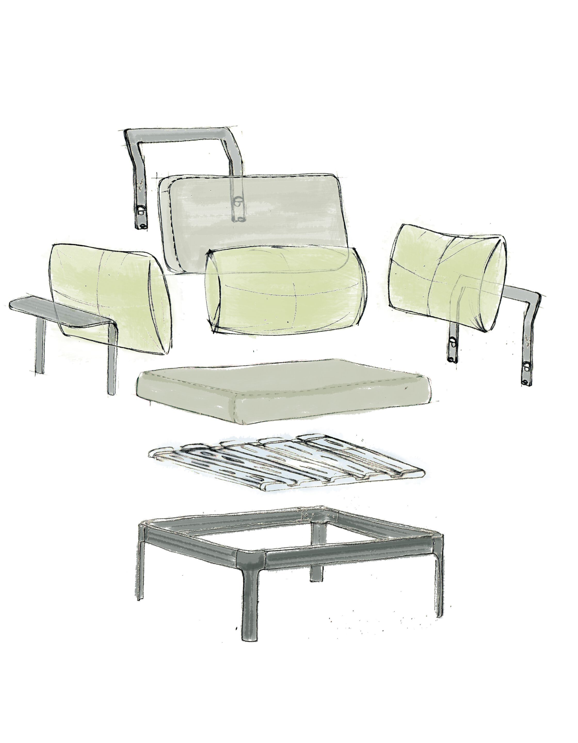 Ткань съемный садовый диван isOnAir Bertoncini ARCH-00143144 - Вид №14