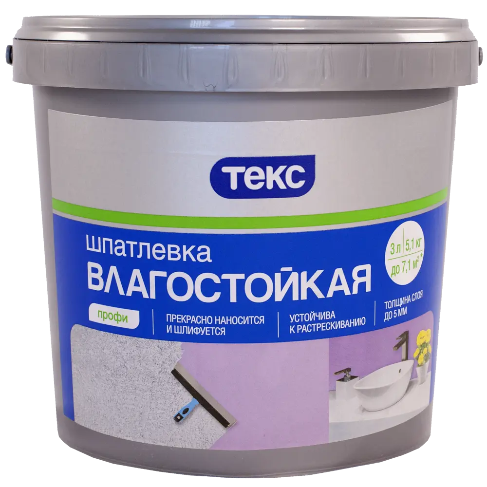 Шпатлевка влагостойкая Текс Профи 3 л 82116731 STLM-2130739 