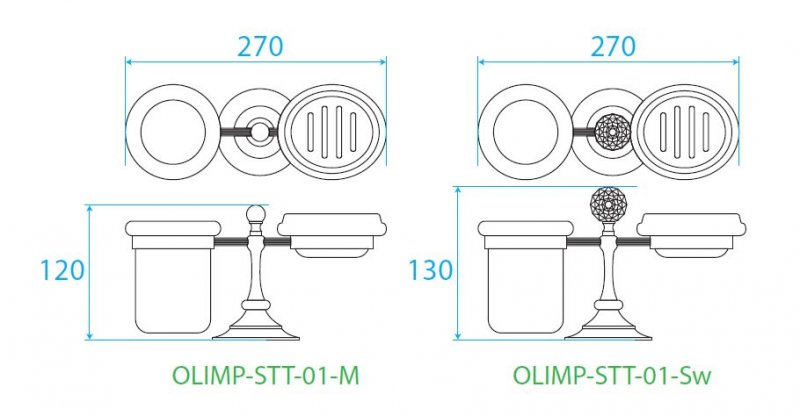 Стакан и мыльница настольные CEZARES OLIMP-STT-01-M - Вид №1