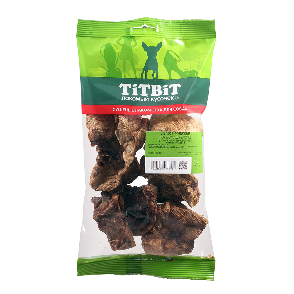 ПР0058685 Лакомство для собак Легкое говяжье по-домашнему XL (мягкая упаковка) TITBIT 