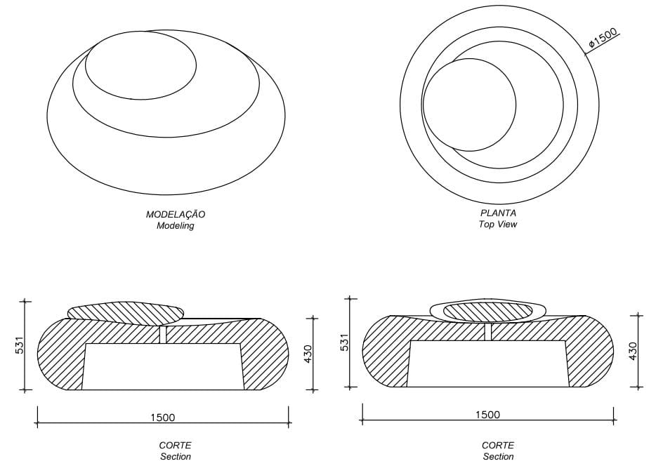 Бетонная скамья без спинки amop Landscapes ARCH-00090202 - Вид №2