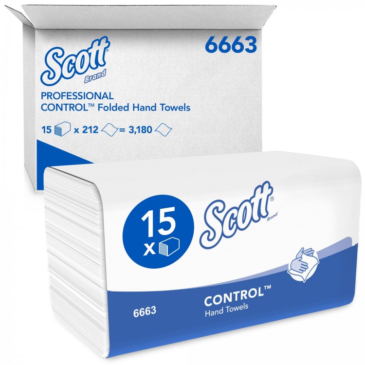 6663 Kimberly Clark Полотенца бумажные листовые Kimberly Clark Scott Perfomance 6663 Z-сложения 1-слойные 12 пачек по 212 листов 