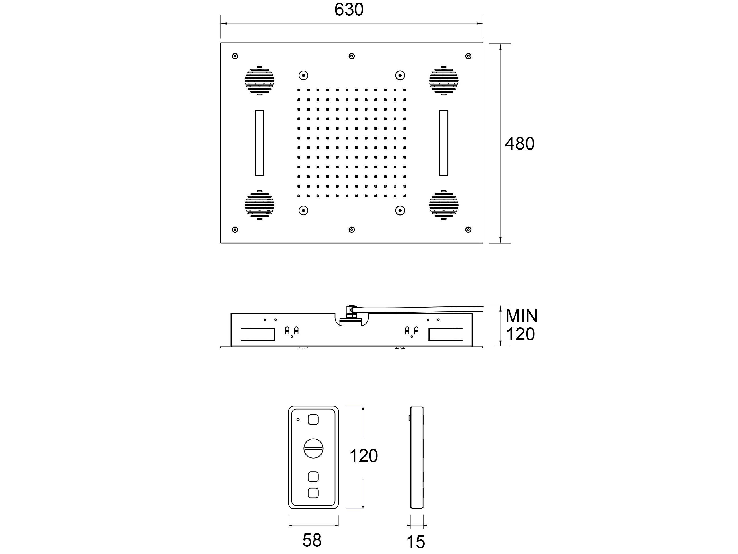 Потолочная встраиваемая душевая головка с хромотерапией GUGLIELMI RUBINETTERIE Water Therapy ARCH-00010611 - Вид №1