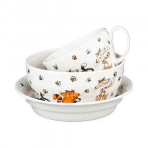 359-169 Посуда фарфоровая НАБОР ДЛЯ ЗАВТРАКА НА 1 ПЕРСОНУ 3 ПР. "ВЕСЕЛЫЕ ДРУЗЬЯ" 400 мл Lefard