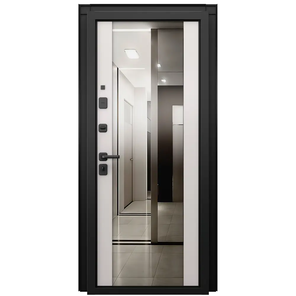 Дверь входная металлическая Браун Скай 95x205 см левая шелк белый с зеркалом TOREX STLM-2201780 - Вид №2