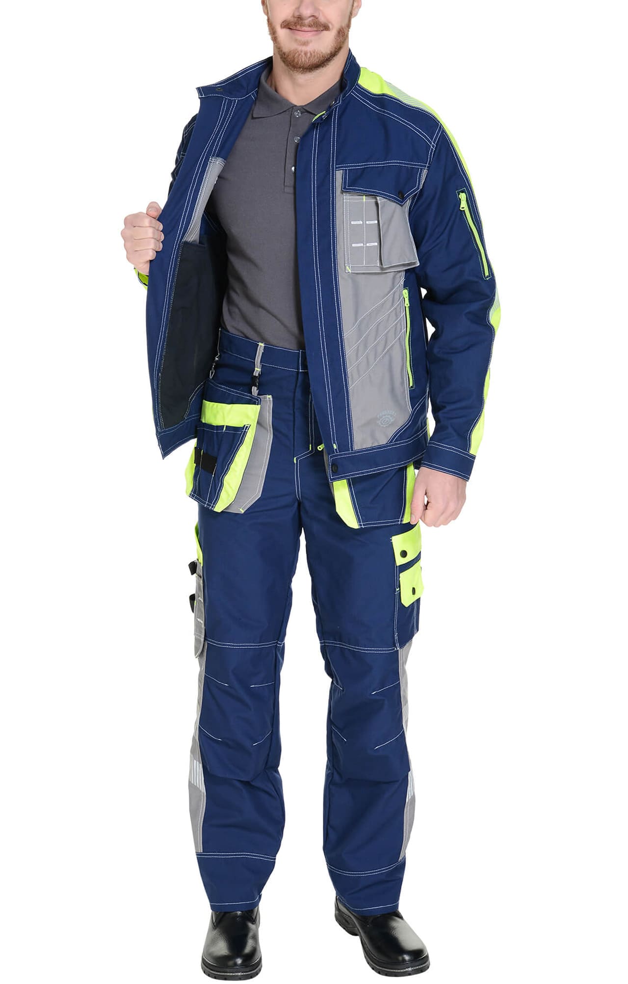 68842 Костюм "Прогресс" темно-синий с серым лимон  Летняя спецодежда  размер 48-50/170-176  - Вид №7