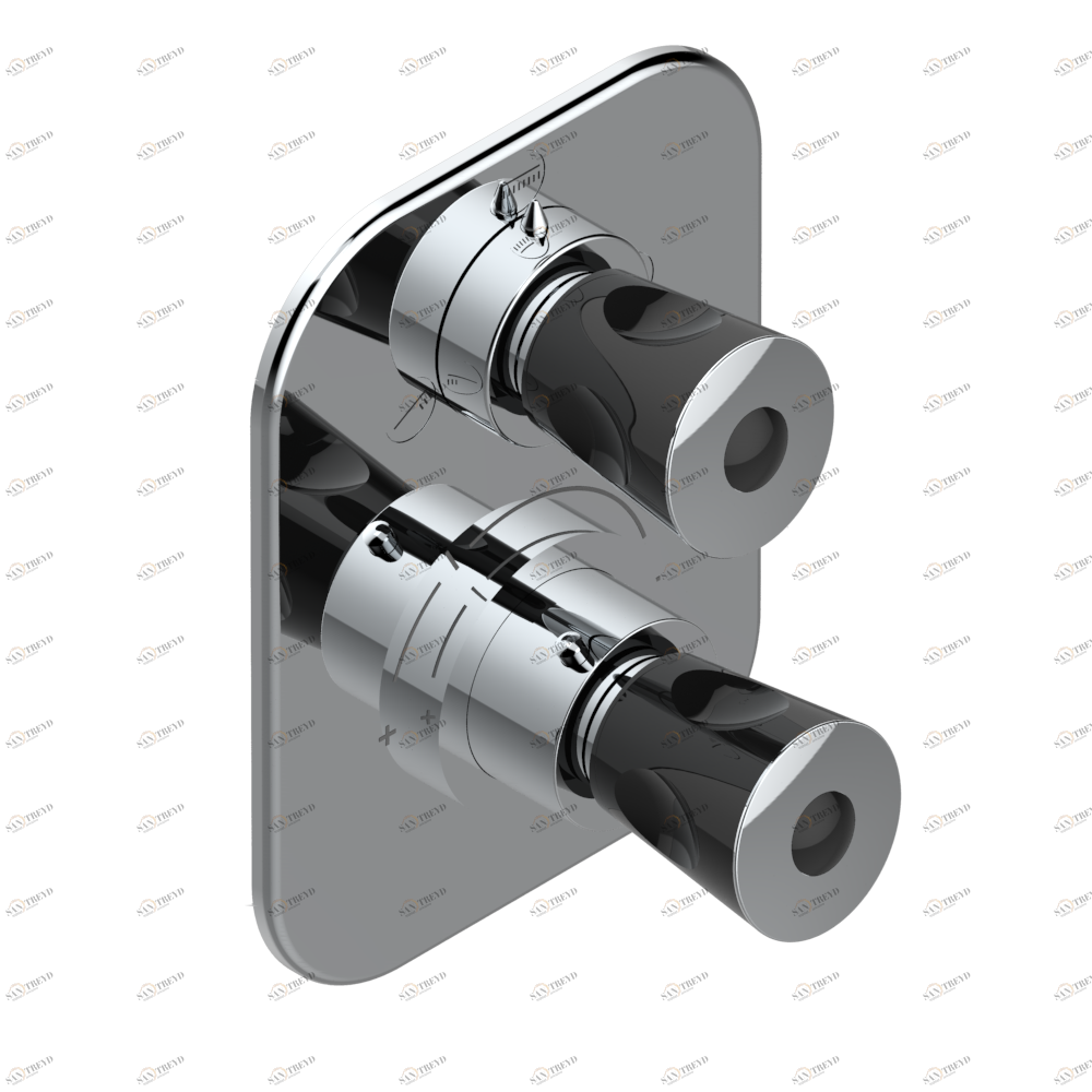 U3E-5600BE Ручки регулировки для термостата THG с переключателем на 3 выхода арт.5600AE Thg-paris Багатель с чёрным камнем Хром U3E 5600BE  A02 CAT.A