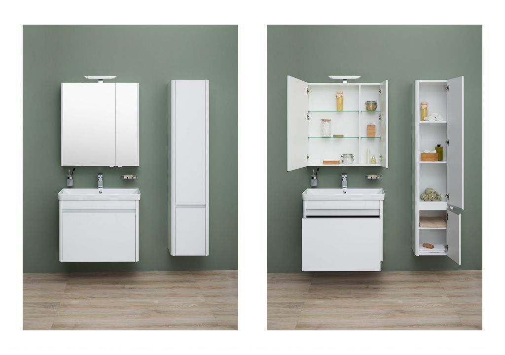 Шкаф-пенал для ванной Aquanet Вилора 40 белый 00196946 - Вид №4