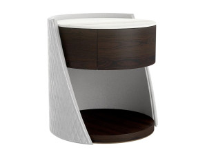 Деревянная круглая тумбочка с ящиками