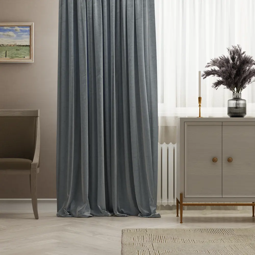 Штора на ленте Inspire Italva 140x260 см цвет голубой 83562004 STLM-2021924 
